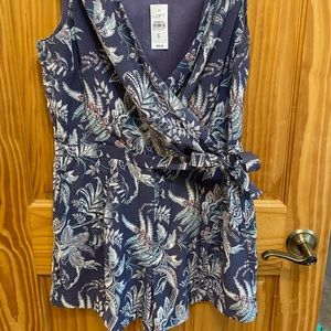 LOFT purple floral wrap romper